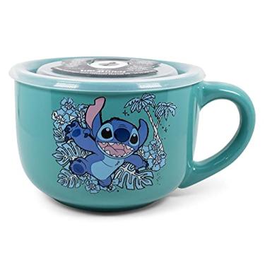 Imagem de Silver Buffalo Caneca de sopa de cerâmica Lilo and Stitch Stay Weird com tampa de plástico ventilada, 680 g