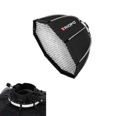 Imagem de Triopo KX55 Soft Box 21,6 pol./55 cm com grade de favo de mel, softbox de fotografia de guarda-chuva octógono para Godox V1 AD200Pro Cabeça redonda Flash SpeedliteSoft Box Difusor de luz
