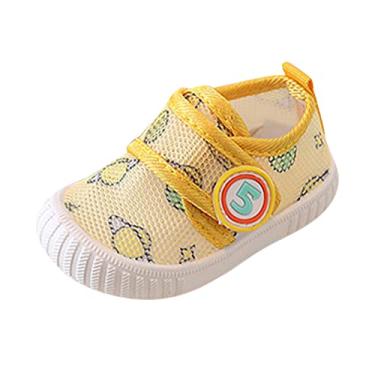 Imagem de Macacão infantil com pés para meninas e meninos, sandálias de bebê, bico aberto, sapatos atléticos, Amarelo, 18-24 Meses