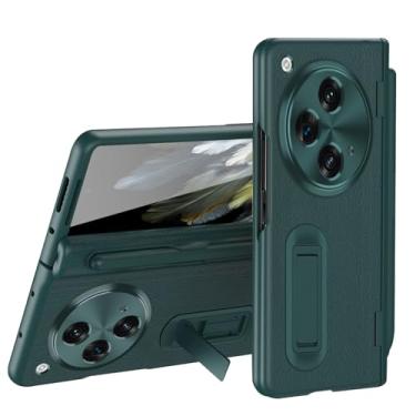 Imagem de LXURY Capa para One Plus Open, capa de telefone de couro macio premium com caneta Stylus e capa de proteção de câmera de tela à prova de choque, verde