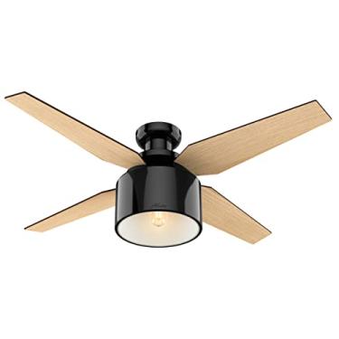 Imagem de Ventilador de teto discreto interno Hunter Cranbook com luz LED e controle remoto, 132 cm, bronze/escuro