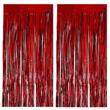 Imagem de 2 peças de pano de fundo para decoração de festa, 9,5 x 1,5 m, cortina de franja, estanho, flâmula, fotos, decorações para Natal, chá de bebê, revelação de gênero, aniversário, casamento, festa