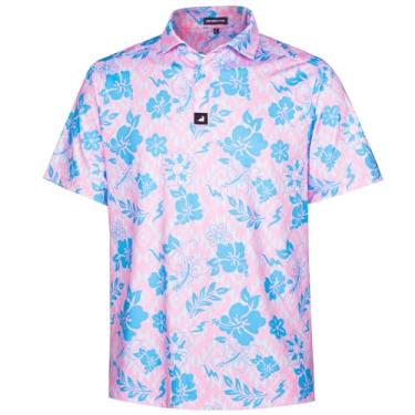 Imagem de SURF CUZ Camisa de golfe com absorção de umidade para homens, camisa polo dry fit, manga curta, estampada, desempenho, elasticidade em 4 direções, 26 Not a Playboy, P