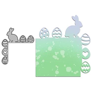 Imagem de YIXUAN Série Happy Easter Matrizes de corte de metal para fazer cartões, coelhos fofos e ovos coloridos, suprimentos de scrapbooking de Páscoa, molde de faca com pacote, sacos de envelope para álbuns,