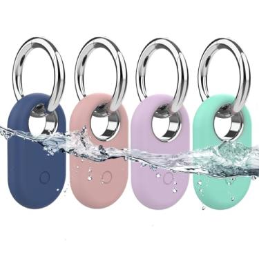 Imagem de Frylaa SmartTag2 Capa com suporte para Samsung Galaxy SmartTag2, pacote com 4, capa protetora completa de silicone antiperda com chaveiro, multicolorida
