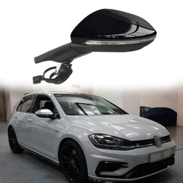 Imagem de Espelho retrovisor lateral adequado para Volkswagen VW Golf 7 MK7 2014 2015 2016 2014 2016 Retrovisor lateral de substituição do espelho lateral do lado do motorista, ajuste elétrico, seta,