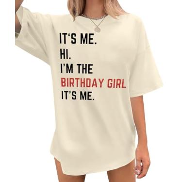 Imagem de Camiseta feminina com estampa It's Me Hi I'm The Birthday Girl para presente de aniversário, Branco 1, M