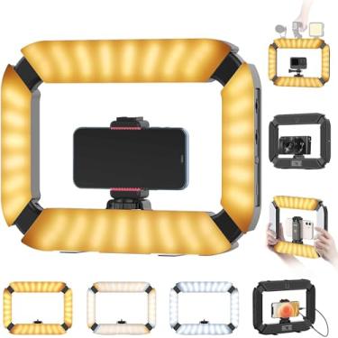 Imagem de Kit de vídeo para smartphone PICTRON U200 portátil LED anel de luz selfie estabilizador de vídeo para câmera, smartphone, câmera de ação, YouTube, configuração, filmagem, maquiagem, vlogging