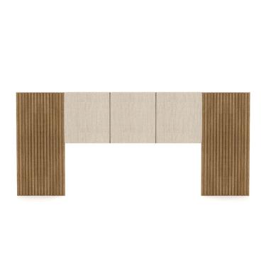 Imagem de Cabeceira Painel Casal Ripado Nature e Linho Bege Sevilha 273 cm - Pallazio