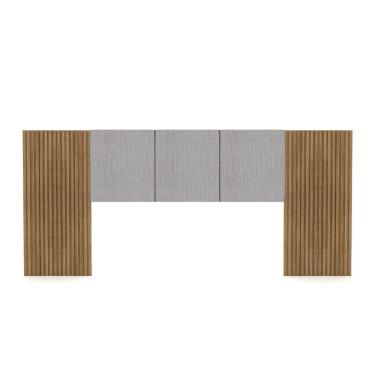 Imagem de Cabeceira Painel Casal Ripado Nature e Linho Cinza Sevilha 273 cm - Pallazio