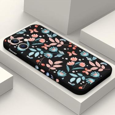 Imagem de LEECG Capa para iPhone 12 Mini, capa de telefone de borracha de silicone líquida fina e fina para iPhone 12 Mini 5,4 polegadas - folha preta