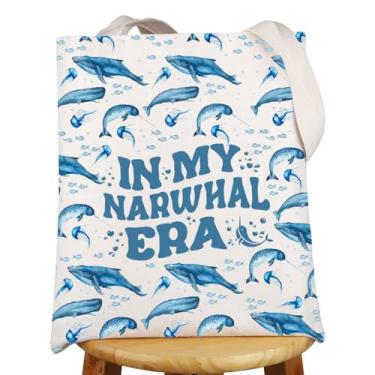 Imagem de G2TUP Bolsa de ombro Narwhal Lover Gifts In My Narwhal Era Gifts Narwhal Fish Shoulder Bag, Narwhal Era