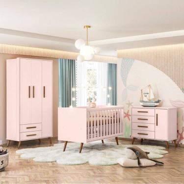 Imagem de Quarto Infantil Completo Bear 4 Portas 6 Gavetas Rosa - Pnr Móveis