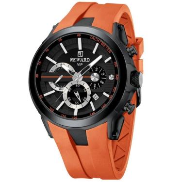 Imagem de Relogio Masculino Esportivo Impermeavel 3atm Pulseira De Silicone Laranja