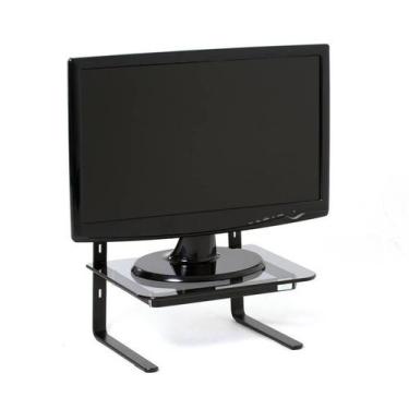 Imagem de Suporte para Monitor - Preto  Vidro Fumê - Reliza, Mesa, Aço, Mesa, Pr