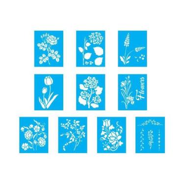 Imagem de Kit Stencil 10 Unid - Floral 20 X 25Cm- Ref 25 - Stencil Tamako