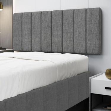 Imagem de Painel Nashira 140 Linho Aradecor, CINZA ESCURO, CASAL PADRãO