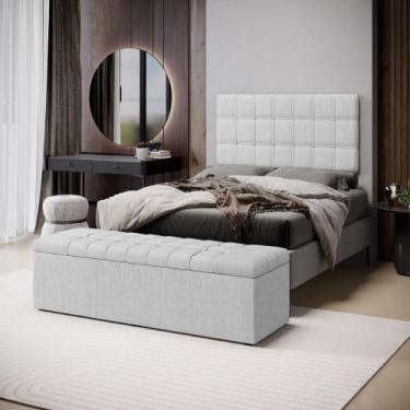 Imagem de Kit Painel Rana 200 e Calçadeira Alpha Linho Aradecor, Cinza Claro, KI