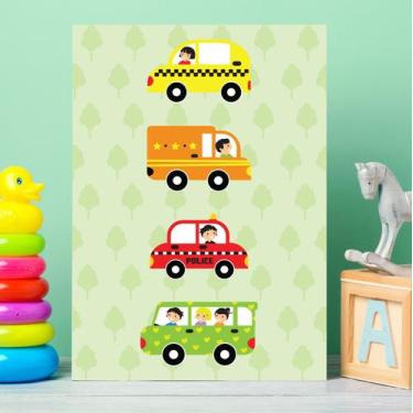 Imagem de Placa Decorativa MDF Infantil Carrinhos - Quartinhos