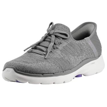 Imagem de Skechers Tênis feminino Hands Free Slip-ins Go Walk 6-Lovely Day, Cinza/lavanda, 7.5 Wide