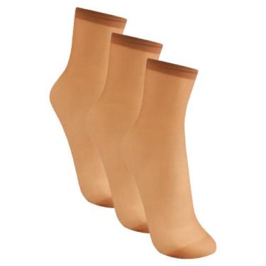 Imagem de Kit com 3 Meias Soquete Fio 20 Trifil 6126, Bege