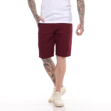 Imagem de Bermuda Jeans Sarja Masculina Slim Fit Skinny - Volgue, Vinho, 44