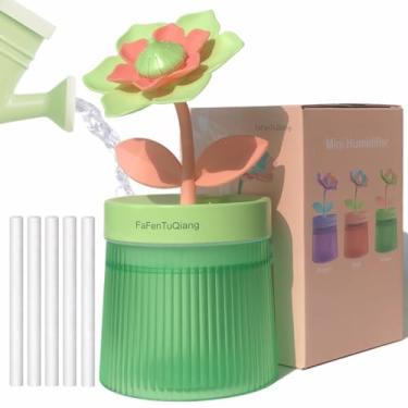 Imagem de Mini umidificador de mesa, fofo, pequeno umidificador pessoal, 260 ml, portátil, luz colorida, silencioso, névoa fria, desligamento automático, umidificadores de ar de enchimento superior, para