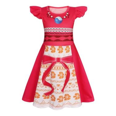 Imagem de Sukyfecde Vestidos de princesa para meninas, fantasia de Halloween, vestido de festa de aniversário, cosplay, roupas para dramatização, Vermelho#a03627, 7-8 Anos