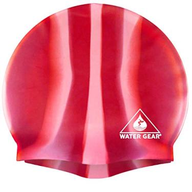 Imagem de Water Gear Touca de natação adulto de silicone – Flexível unissex impermeável – Ótimo para cabelos curtos e longos – Melhore o seu desempenho – mulheres, homens e adolescentes
