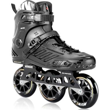 Imagem de Patins em linha de 3 rodas para mulheres adultas e homens, rodas profissionais para atividades ao ar livre, 3 x 110 mm, patins, lâminas unissex (branco, masculino 10,5/feminino 11,5 46)