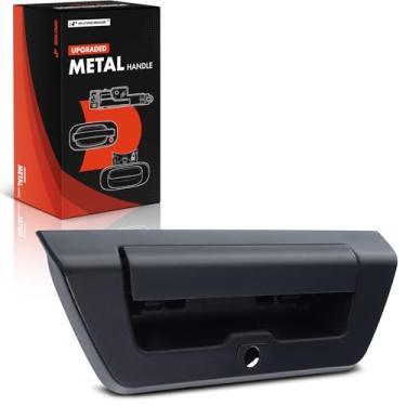 Imagem de A-Premium Alça de porta traseira de metal atualizada com orifício para câmera compatível com Ford F-150 F150 2015 2016 2017, preto texturizado