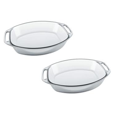 Imagem de Kit 2 Travessas Assadeiras Ovais Alça Vidro Marinex 4,2L