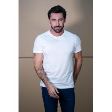 Imagem de T-shirt Masculina Malha Pima              - Hard Denim, Branco, P