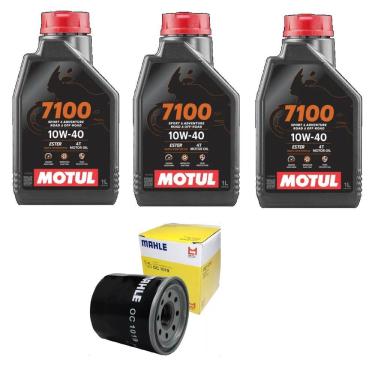 Imagem de Troca Óleo Moto 3 Motul 7100 10W40 4T 1L + 1 Filtro Mahle   ( Kit Xj6 )