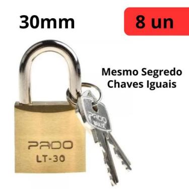 Imagem de Kit 8 Cadeado 30mm Pado mesmo segredos iguais mesma chave