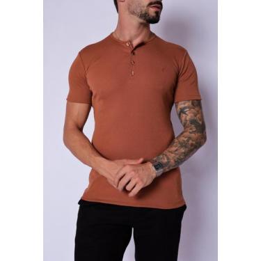 Imagem de Camiseta masculina slim gola henley tricot premium manga curta - Lifes