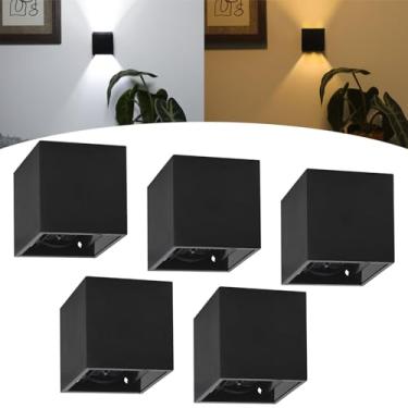 Imagem de Kit 5 Mini Arandela Preta 3w Interna Externa 2 Friso Led Incluso (Branco Frio)