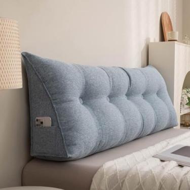 Imagem de CFLNYC Reading Pillow Triangular Wedge Reading Pillow with Side Pockets, Lumbar Support Pad, Soft Breathable Reading Backrest(Blue,24"/60cm)