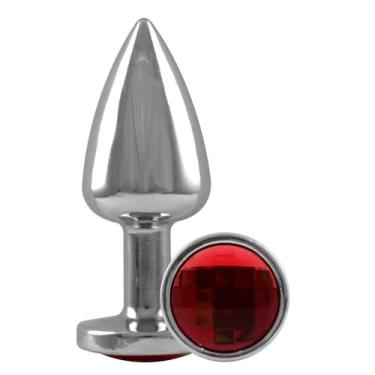 Imagem de Plug Anal de Aco - Formato de Redondo/Coração - Tamanho M - Vermelho