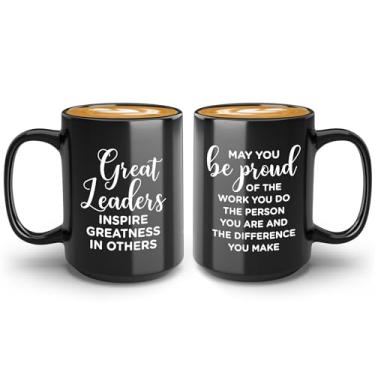 Imagem de Bubble Hugs Caneca de liderança 425 g preta - May You Be Proud - Leader Boss Mentor Promotion Principal Ceo Director Supervisor Executive Gift (Citação impressa na frente e verso)