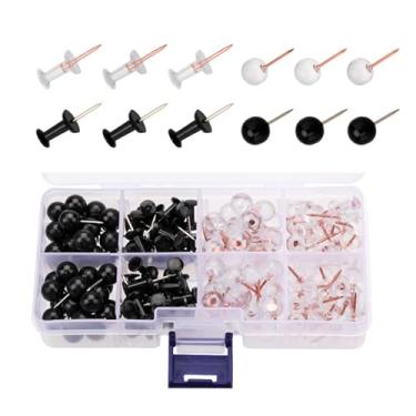 Imagem de TOPFROP Gancho de pressão 50/60/80/160 peças de ganchos decorativos para polegar, ganchos de pressão com clipe transparente para placa de cortiça