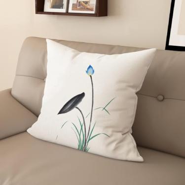 Imagem de Sladjana Capa de almofada de sofá requintada estilo chinês com estampa de lótus - eleve seu espaço de vida (45,7 x 45,7 cm, JYHH-P)