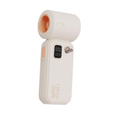 Imagem de WeiLaiKeQi Ventilador de mão, mini portátil, velocidade ajustável, bolso recarregável portátil para mulheres, homens, meninas internas, acampamento ao ar, Bege