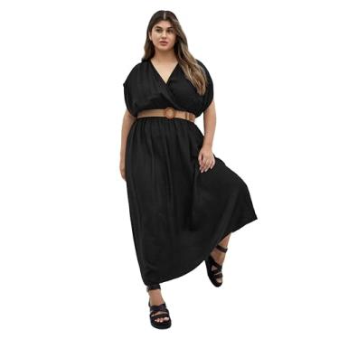 Imagem de City Chic Vestido feminino plus size - Aurelia com cinto maxi, Preto, 58