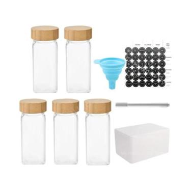 Imagem de Conjunto de Potes de Especiarias de Vidro com Tampa de Bambu - Para Sa