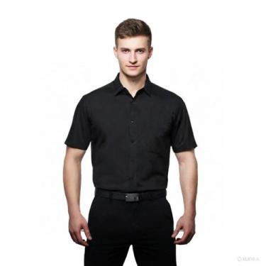 Imagem de Camisa Social Microleve Manga Curta Não Amassa Uniforme - C&C, Preto, 