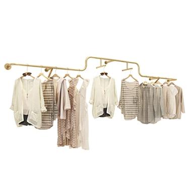 Imagem de CUTPOIY Produtos domésticos Rack de roupas industriais de ferro montado na parede, rack de roupas de varejo boutique, rack de exibição de panos, prateleiras de tubos, Cl(350 cm)