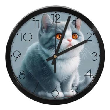 Imagem de LILINWAN Relógio de parede 24 cm silencioso sem tique-taque impressões de cavalos relógios modernos operados a bateria - relógios de plástico clássicos para sala de aula, casa, escola, escritório