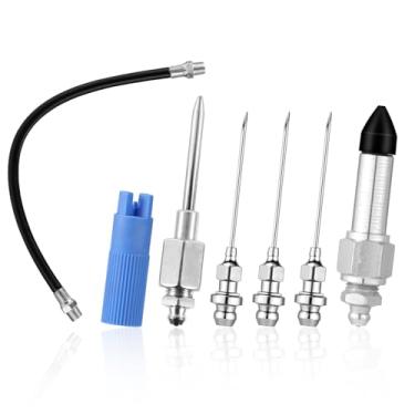 Imagem de Conjunto de acessórios de pistola de graxa com 7 peças, acoplador de bocal de agulha de graxa de aço carbono, junta de borracha, ponta de mamilo, ferramenta de limpeza de encaixe de mangueira para