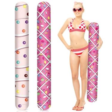 Imagem de WinnerWhy 2 peças de macarrão inflável para piscina, tecido de 105 cm, flutuadores de piscina para adultos, Havaí, nado, manteiga, macarrão, flutuador tropical inflável para verão, praia, festa no